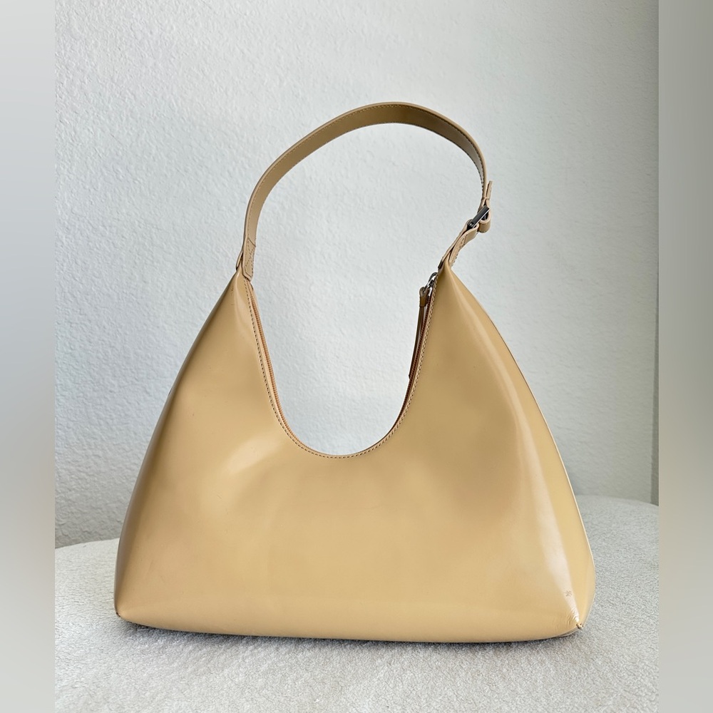 BY FAR Amber Kraft Beige Nude Semi-patent Leather Shoulder‎ Bag Purse NWOT - Picture 3 of 17